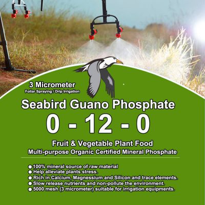 5,000 mesh seabird guano powder at 3 microns, for drip irrigation and foliar spray
