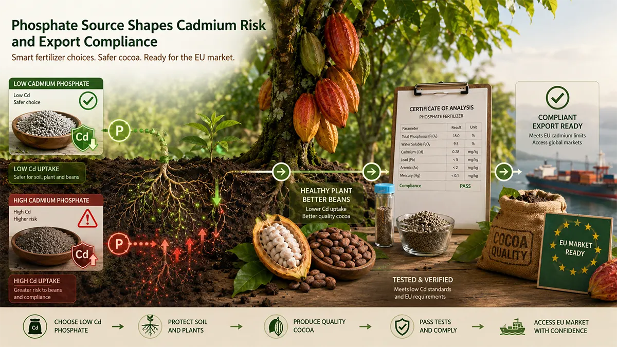 Phosphate Source Shapes Cadmium Risk