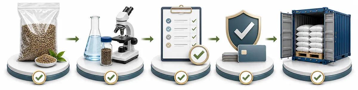 Organic fertilizer sample testing and shipment approval workflow