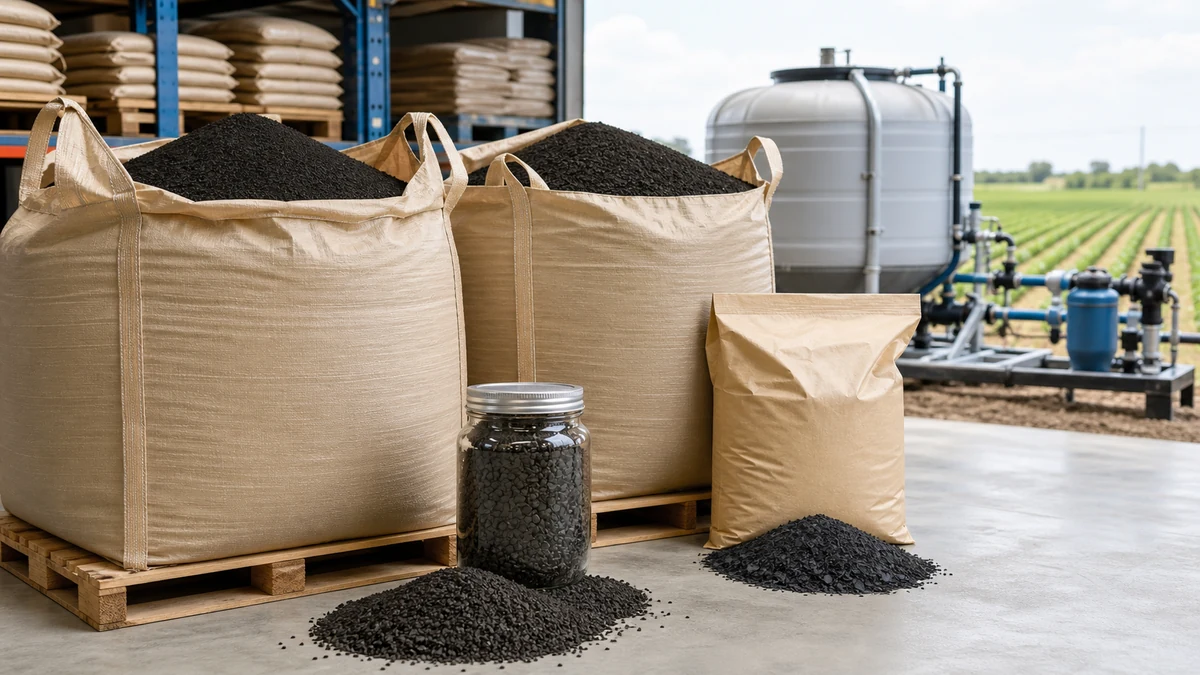 Granular and soluble humic grades for large-area soil reclamation
