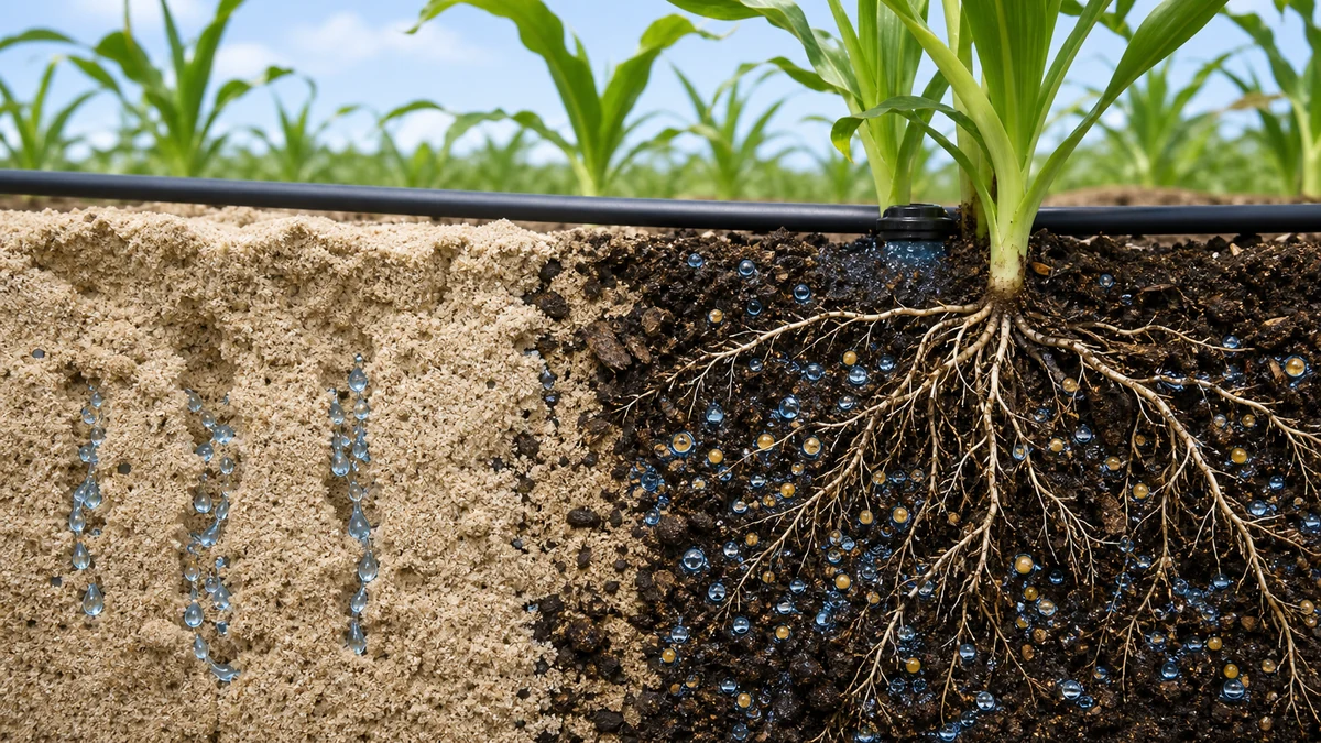 Humic acid improving water and nutrient retention in sandy soil