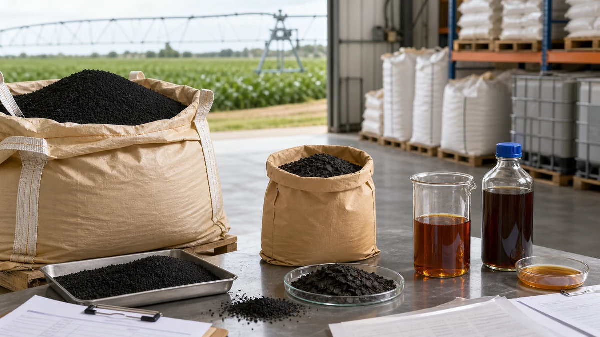 Bulk humic acid granule potassium humate and fulvic acid grades prepared for agricultural sourcing