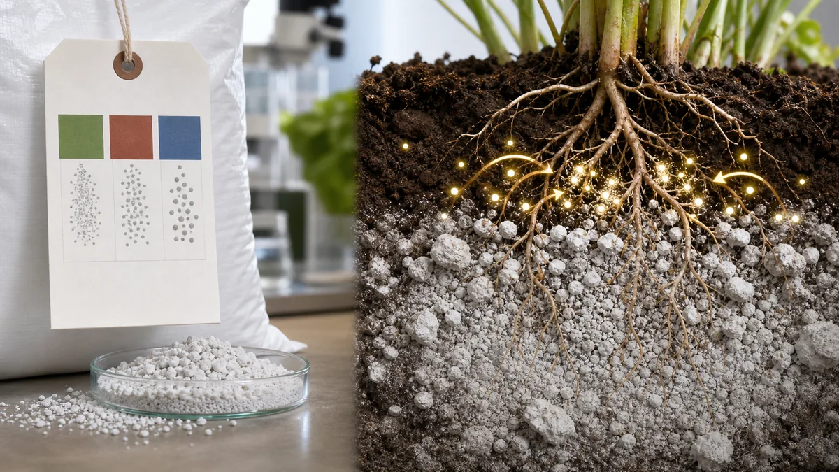Seabird guano mineral granules around plant roots illustrating available phosphate and mineral phosphorus reserve