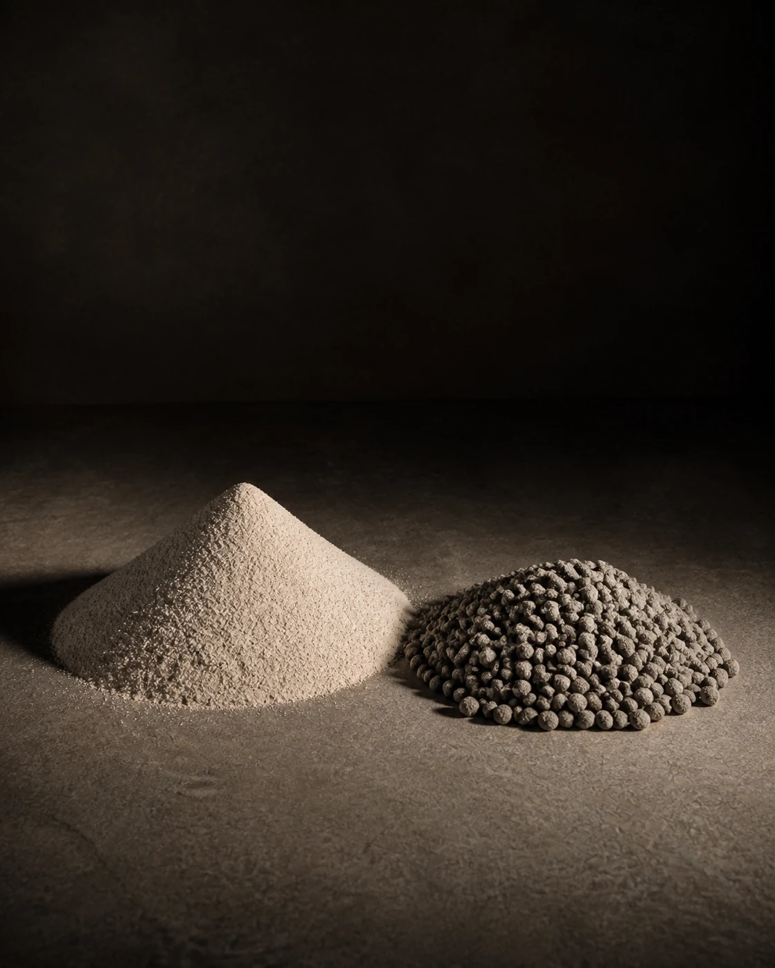 Micronized seabird guano powder and 2-4 mm granular from the same deposit.
