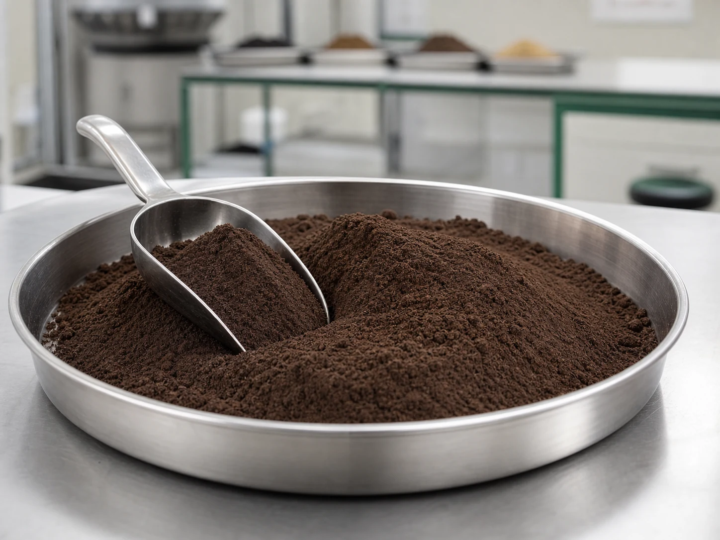 Amostra de fertilizante orgânico em pó