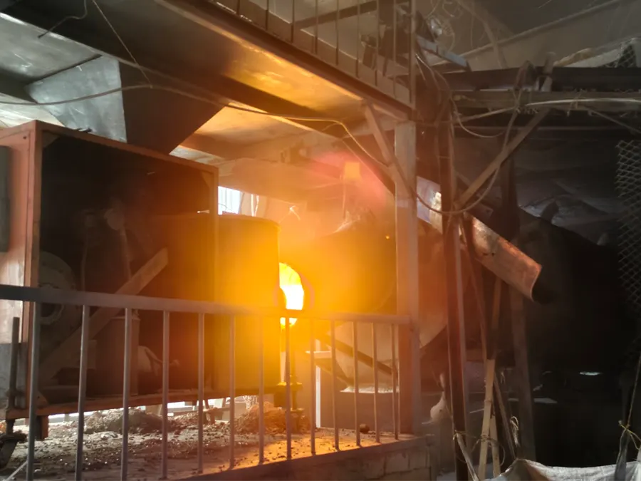 Drying line removing the water added during granulation of seabird guano pellets before screening
